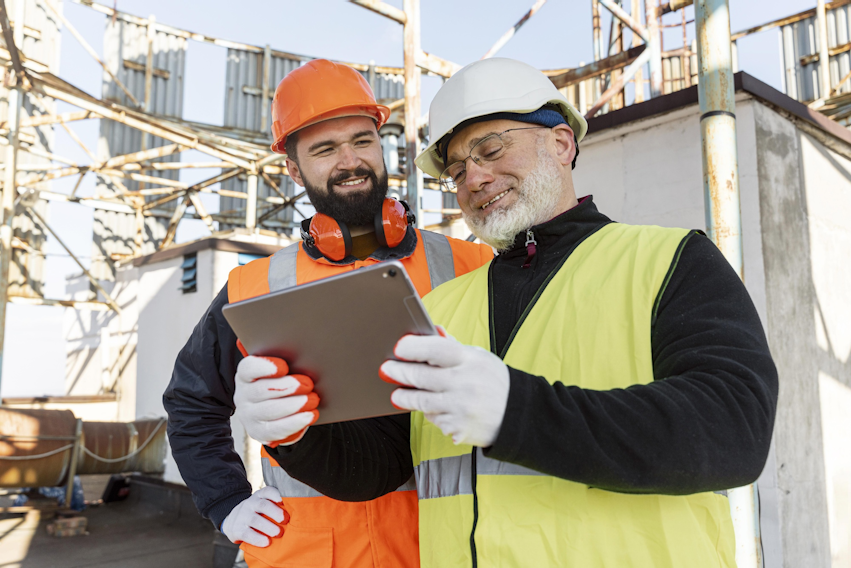 Construction Workers Using Bangl for COSHH, RAMS, and SDS Compliance